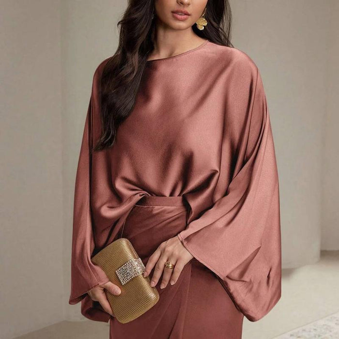 Stella loose shirt and lace-up skirt two-piece set for women