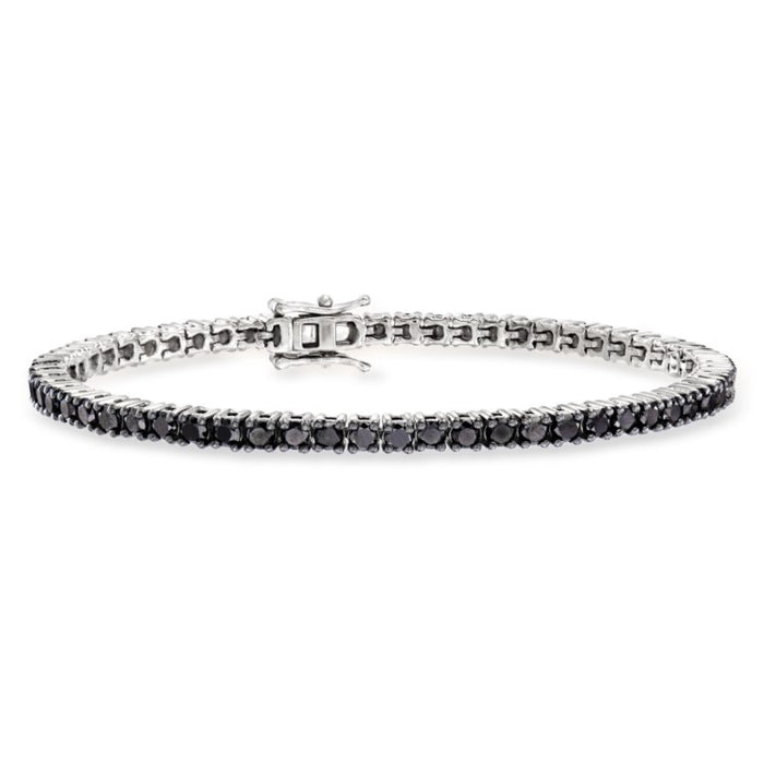 Sterling Silver Princess Black CZ Tennis Bracelet