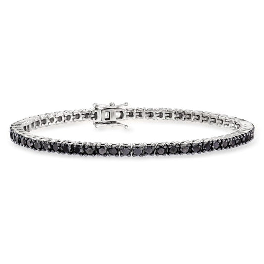 Sterling Silver Princess Black CZ Tennis Bracelet