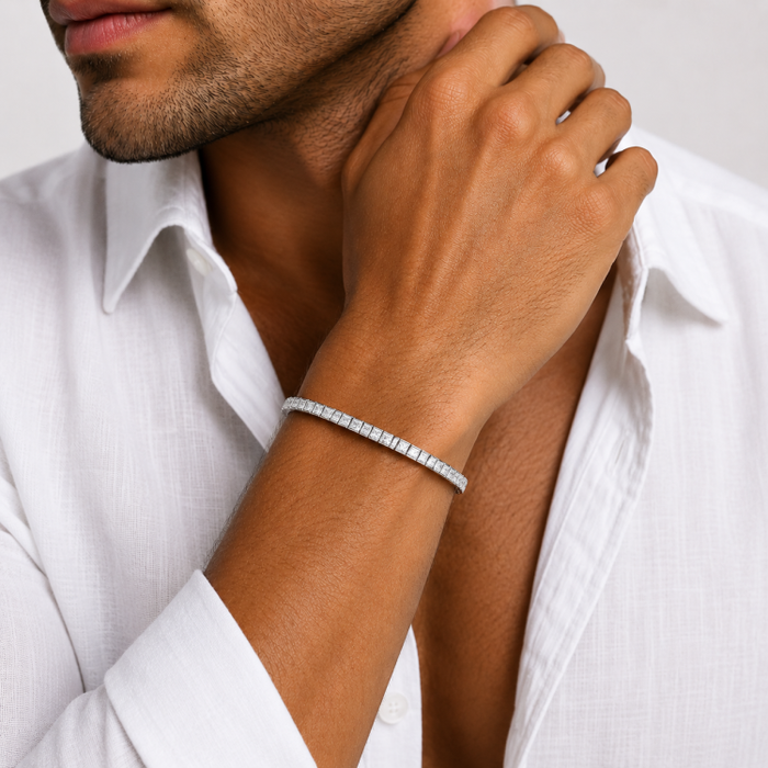 Sterling Silver Princess Cut CZ Tennis Bracelet – 3mm Stones