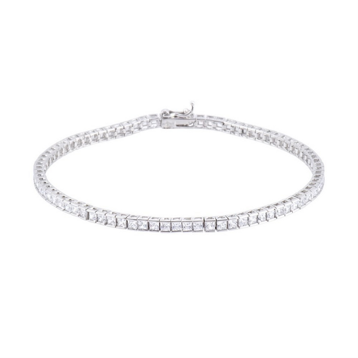 Sterling Silver Princess Cut CZ Tennis Bracelet