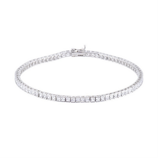 Sterling Silver Princess Cut CZ Tennis Bracelet