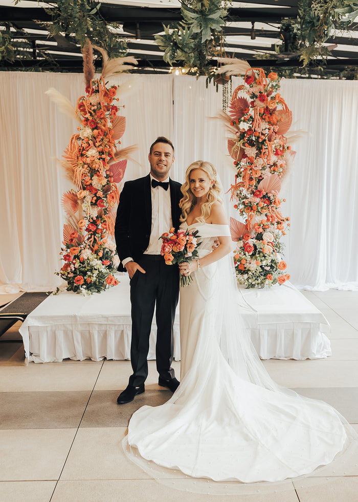 Stylish Orange and Pink Hotel Wedding