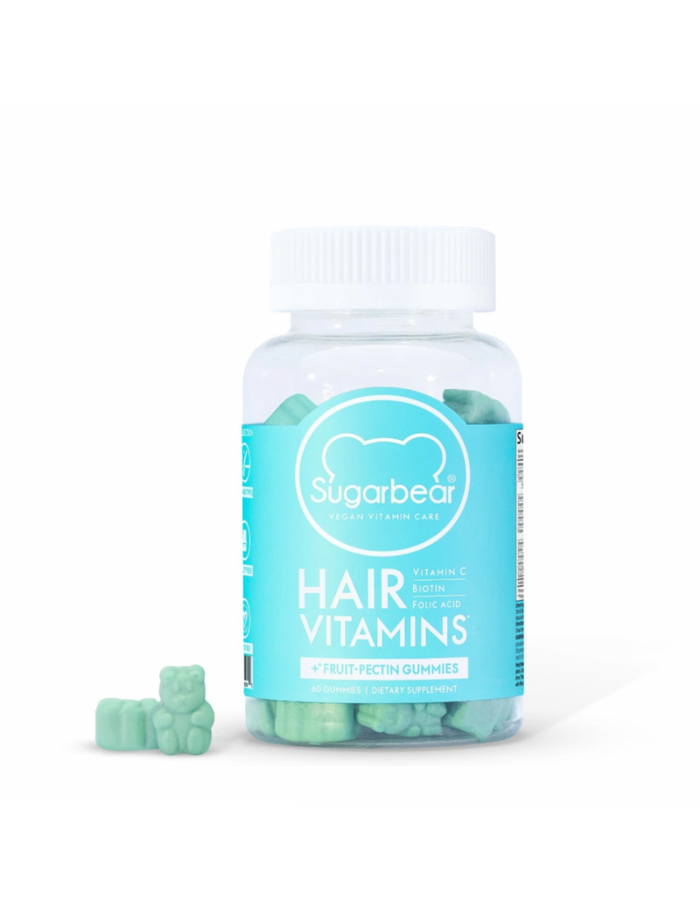 SUGARBEAR Hair Vitamins Vitamin C Biotin Folic Acid Fruit Pectin Gummy 60 Gummies Dietary Supplement فيتامينات الدب للشعر والبشرة والاظافر من شوكربير هير