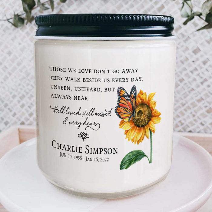 Sympathy Candle Loss Of Mom, Those We Love Don'T Go Away Remembrance Candle, Personalized Memorial Candle