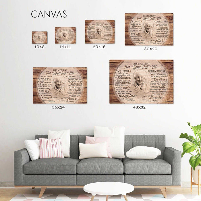 Sympathy Gifts For Loss Of Mother The Moment That You Left Me Custom Canvas Wall Art, Matte