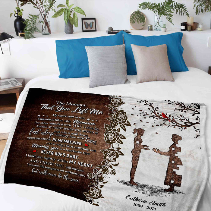 The Moment That You Left Me Memorial Blankets, Sympathy Blanket For Funeral, Personalized Memorial Blankets Mothers Day Gifts