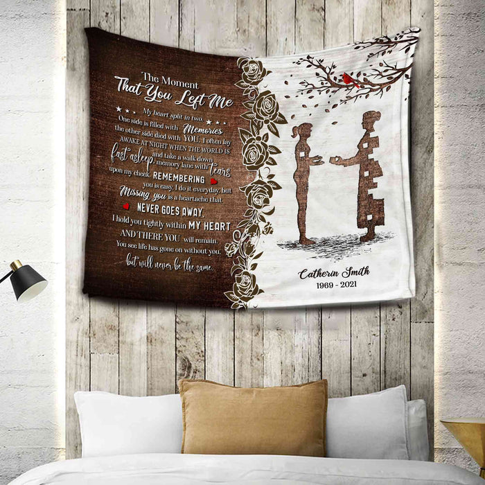 The Moment That You Left Me Memorial Blankets, Sympathy Blanket For Funeral, Personalized Memorial Blankets Mothers Day Gifts