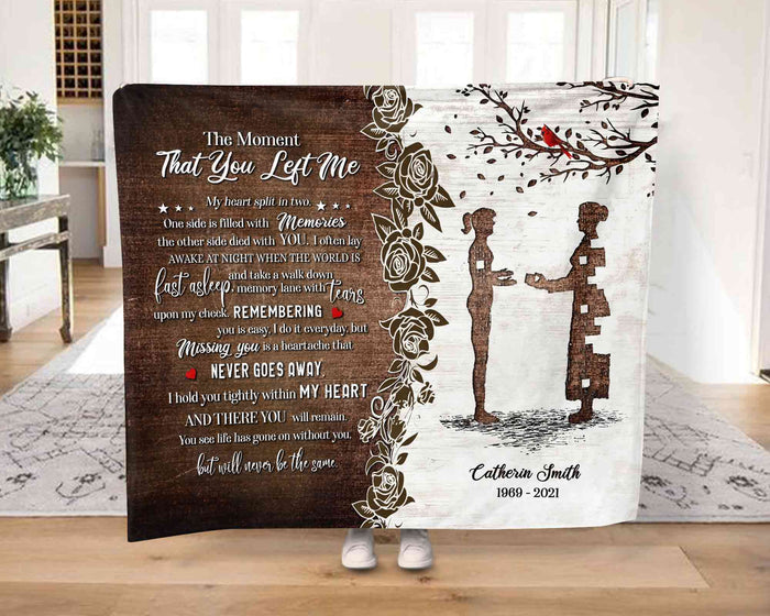 The Moment That You Left Me Memorial Blankets, Sympathy Blanket For Funeral, Personalized Memorial Blankets Mothers Day Gifts