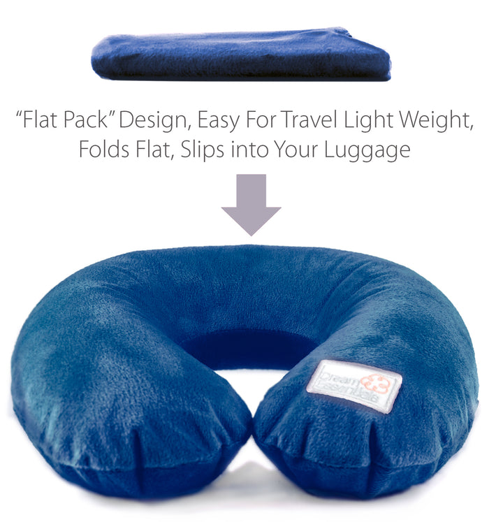 Inflatable Neck Pillow with Soft Plush Cover Sleep and Sound