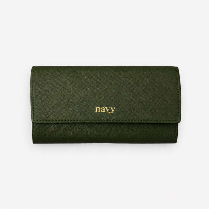 Green Manicure_Wrap_Storage_Case with 'navy' text on a white background