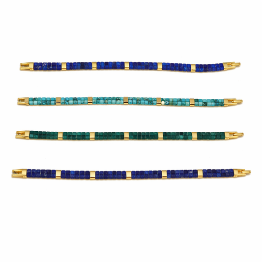 TwinAxis Faceted Stone Bracelet – Gold Stainless Steel Accents