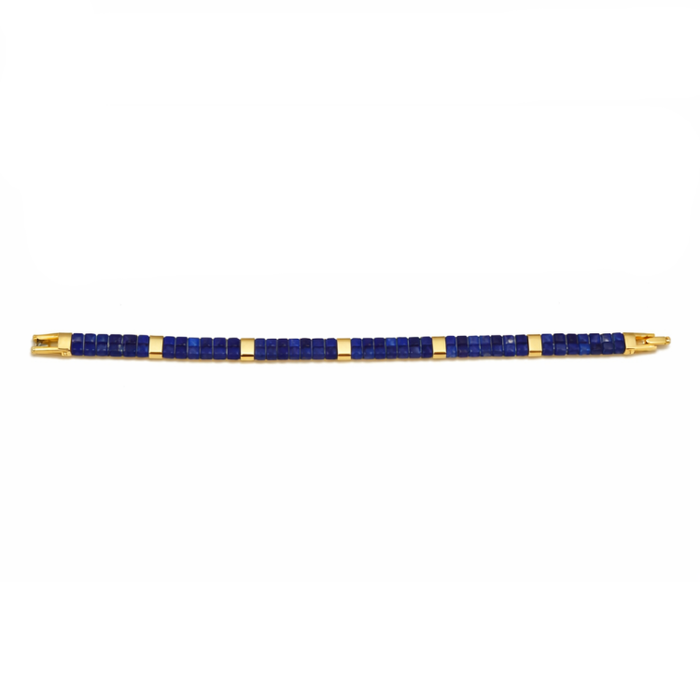 TwinAxis Faceted Stone Bracelet – Gold Stainless Steel Accents