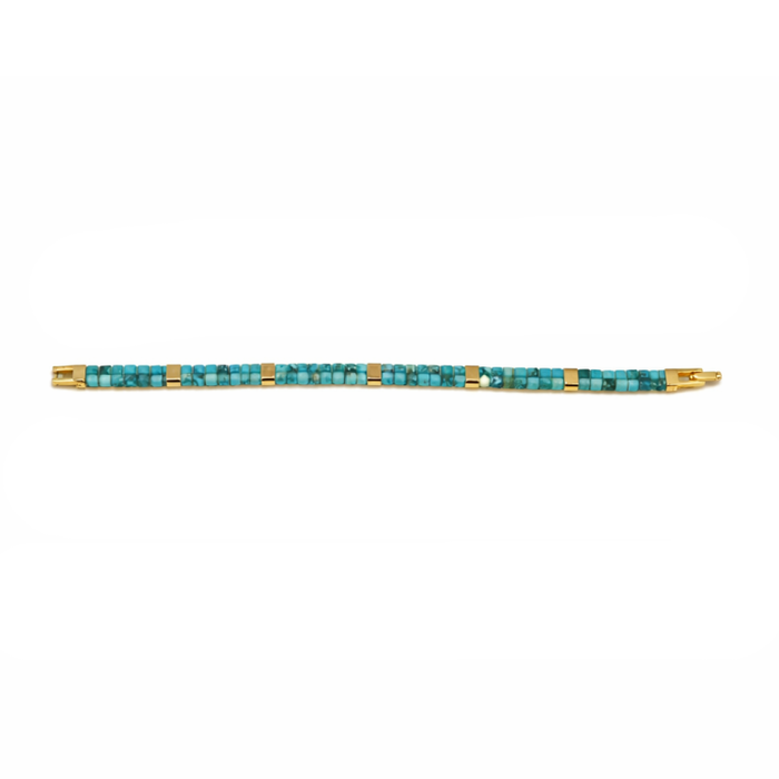 TwinAxis Faceted Stone Bracelet – Gold Stainless Steel Accents
