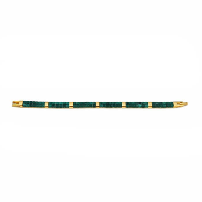 TwinAxis Faceted Stone Bracelet – Gold Stainless Steel Accents
