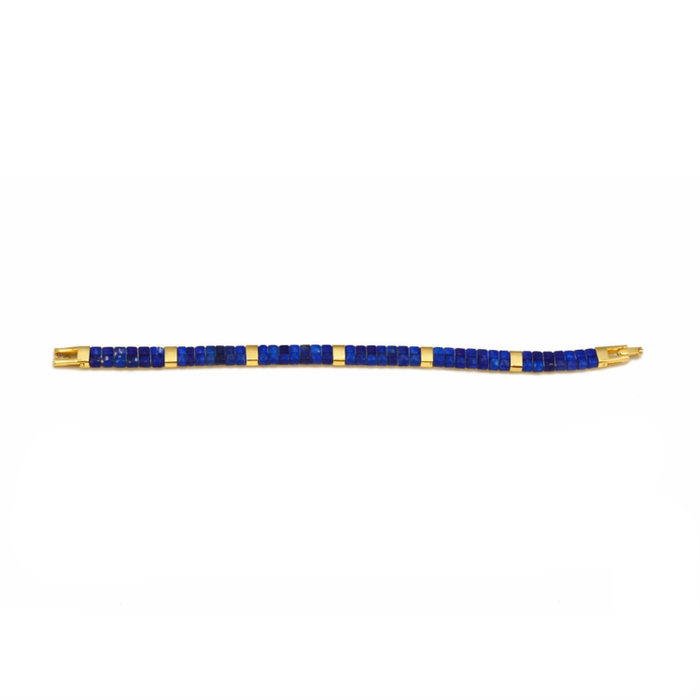 TwinAxis Faceted Stone Bracelet – Gold Stainless Steel Accents