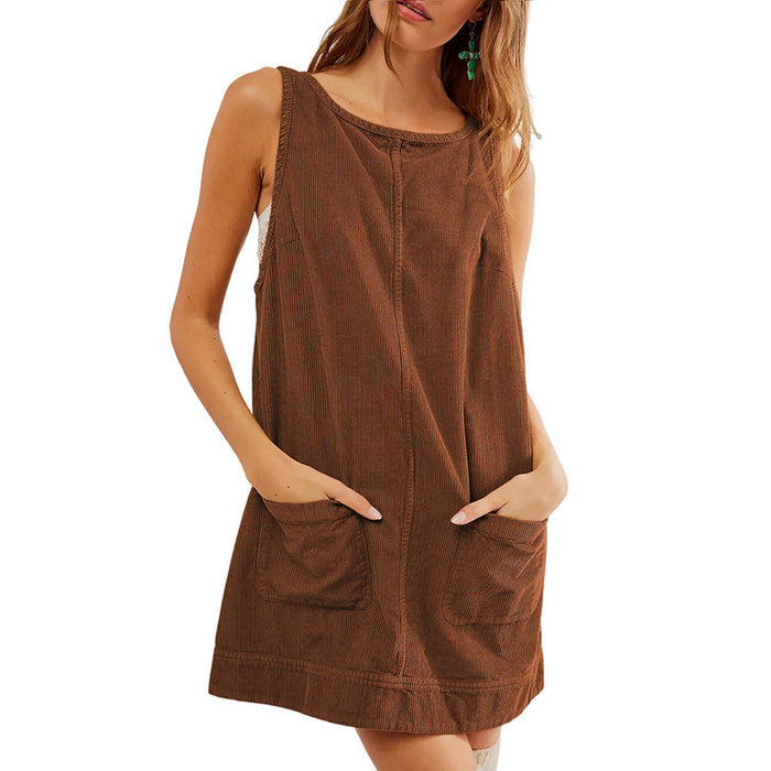 Victoria corduroy overall dress with pockets in a chic fall and winter silhouette