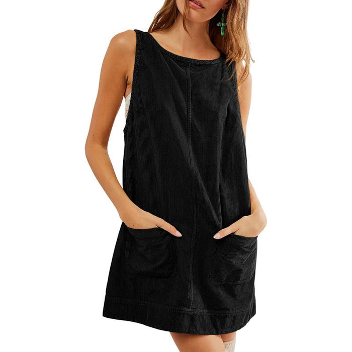 Victoria corduroy overall dress with pockets in a chic fall and winter silhouette