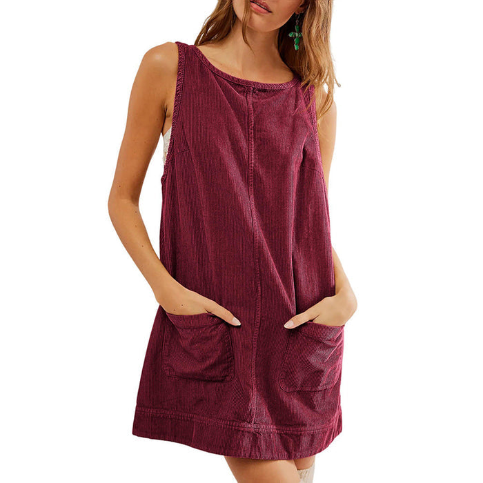 Victoria corduroy overall dress with pockets in a chic fall and winter silhouette