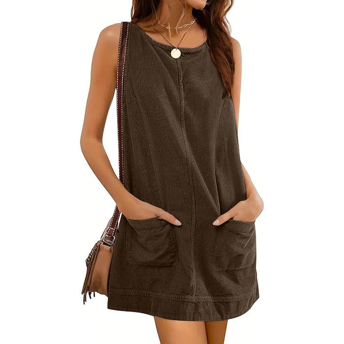 Victoria corduroy overall dress with pockets in a chic fall and winter silhouette