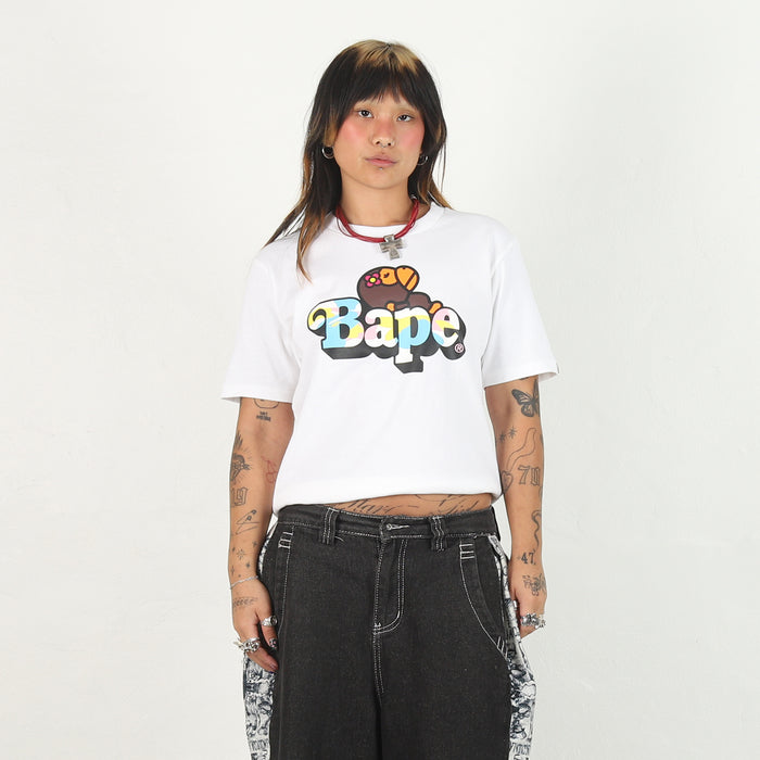 W' Camo Baby Lisa On Bape T-Shirt - White
