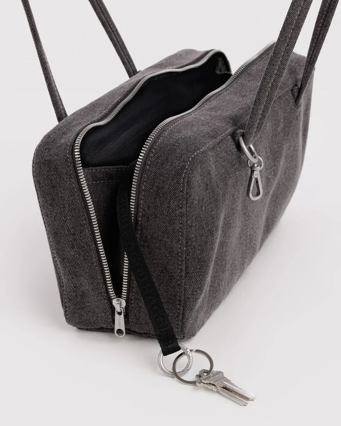 Washed Black Denim Bowler Bag