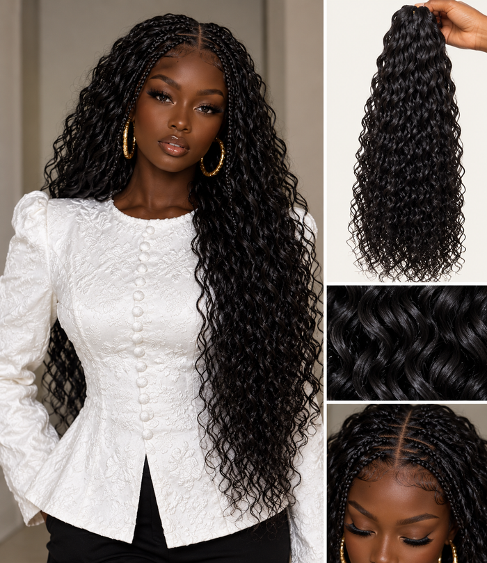 Water Wave Crochet Human Hair Natural Black 16"