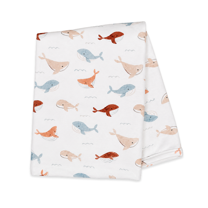 Whales Reversible Baby Blanket (Organic Jersey)