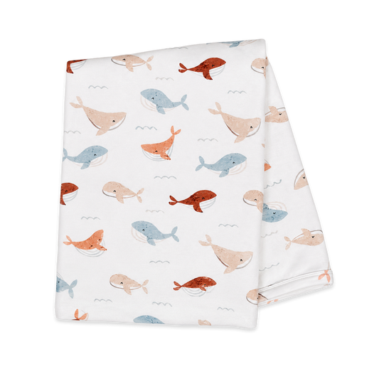 Whales Reversible Baby Blanket (Organic Jersey)