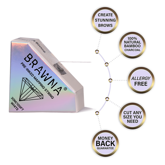 White and Pink Mapping String for Brows and Lips Measuring - 4 Pack