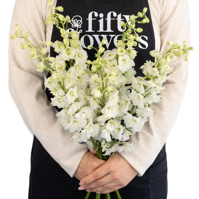 White Delphinium Flower Apron - Image