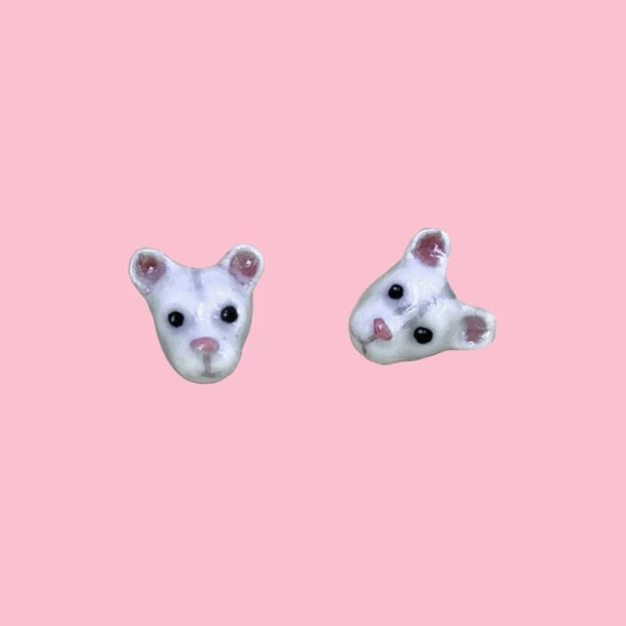 White Mouse Porcelain Earrings - Camp Hallow