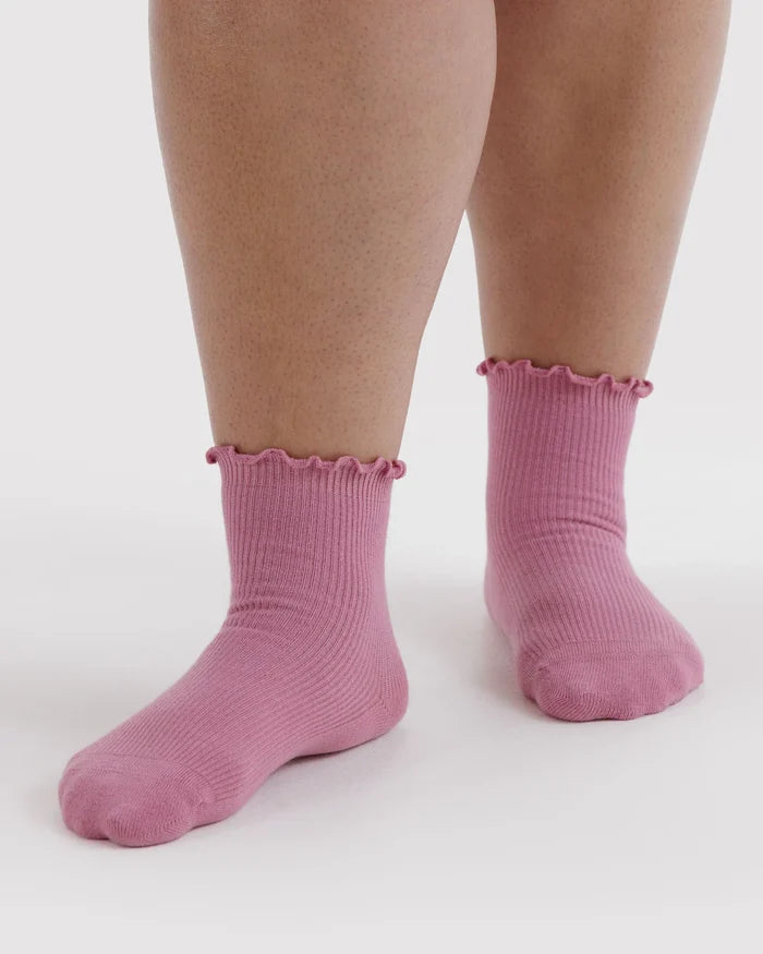 Wild Plum & Cherry Lettuce Edge Sock Set of 2