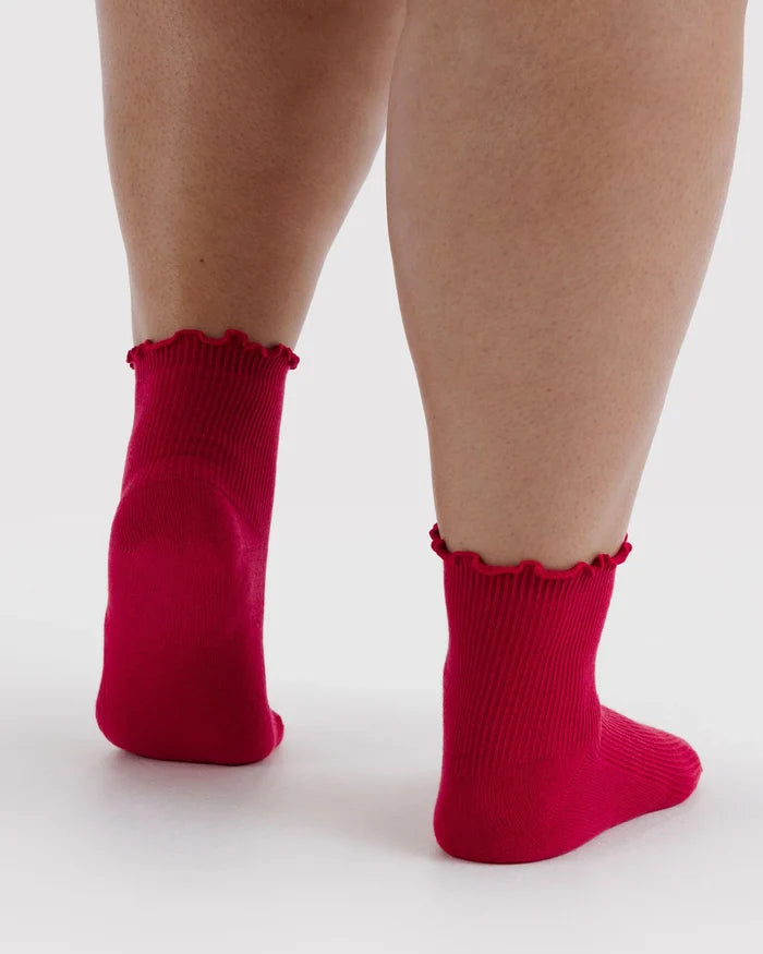 Wild Plum & Cherry Lettuce Edge Sock Set of 2