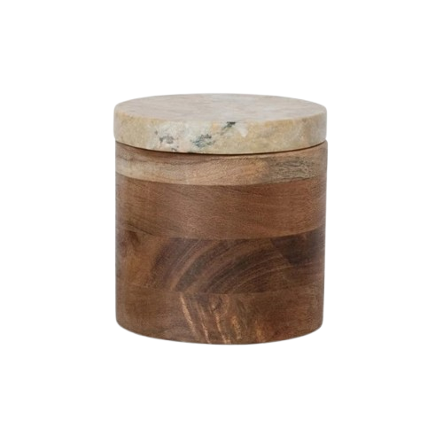 Wood Container with Marble Lid