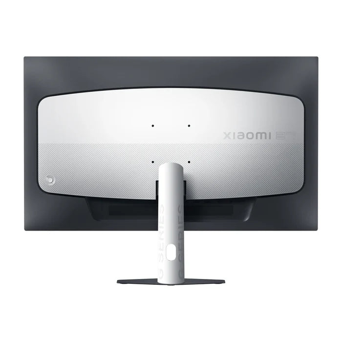 Witte achterkant van de Xiaomi 2K Gaming Monitor G27Qi 2026 met de VESA-gaten en de voet