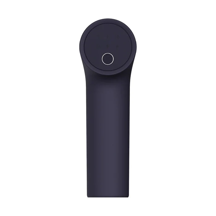 Achteraanzicht van de Xiaomi Massage Gun 2 met de aan-uitknop