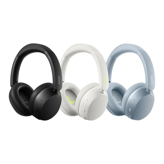 De Xiaomi Redmi Headphones Neo in zwart, wit en blauw naast elkaar