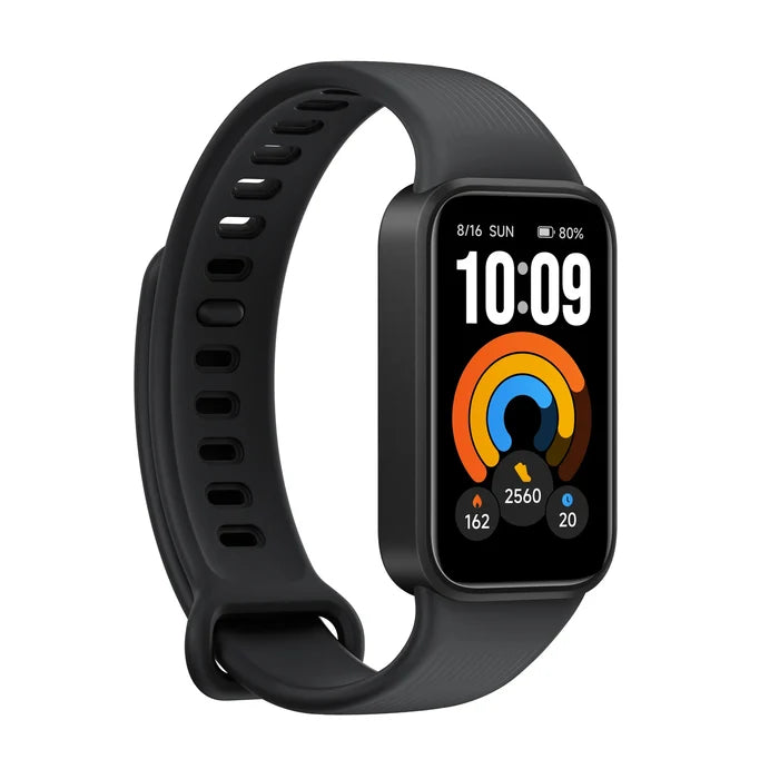 Zwarte Xiaomi Smart Band 11 Active schuin van links