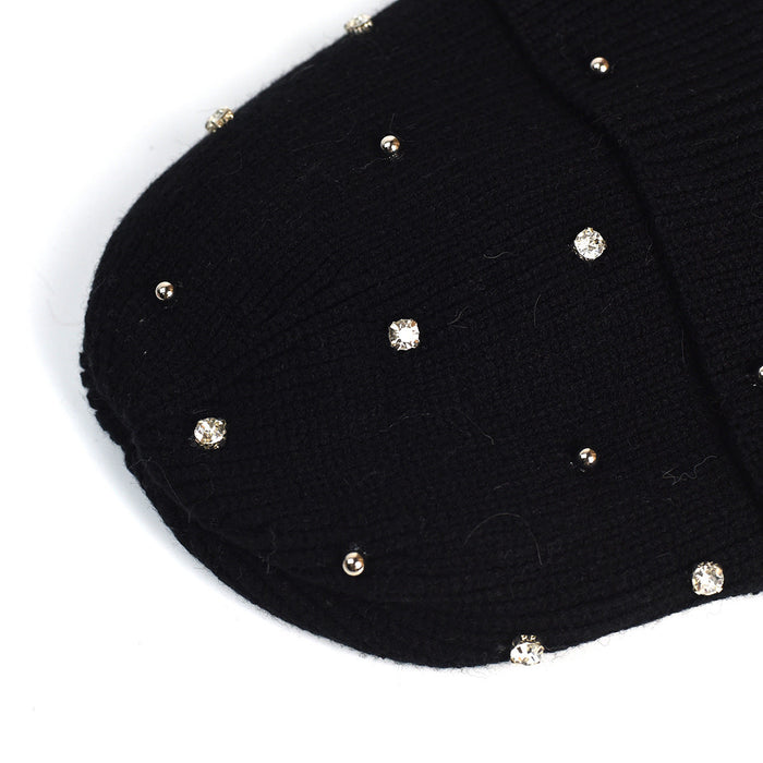 Yvette subtle shine cozy knit beanie with beaded details shown in neutral tones