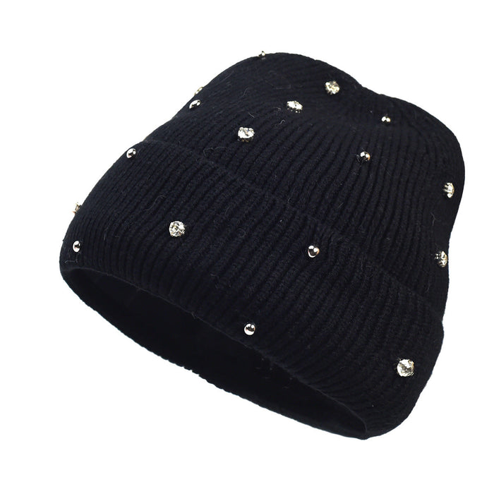 Yvette subtle shine cozy knit beanie with beaded details shown in neutral tones