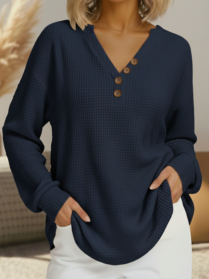 Zailynne soft brushed waffle-knit sweater in a relaxed fit