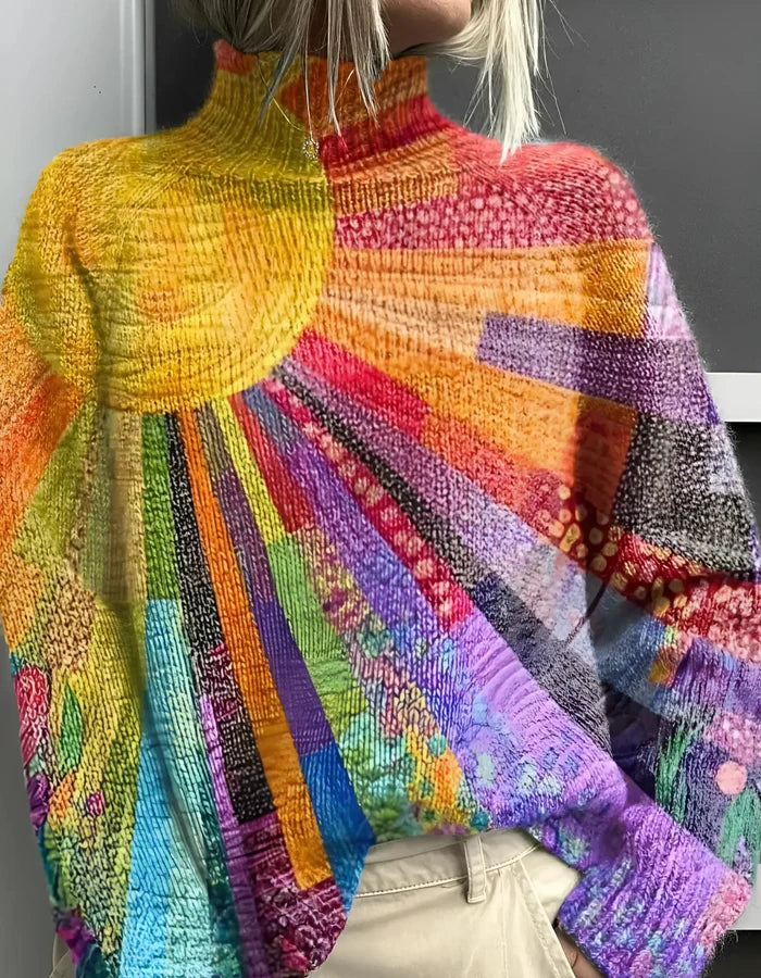 Zinnia colorful turtleneck sweater with a relaxed fit