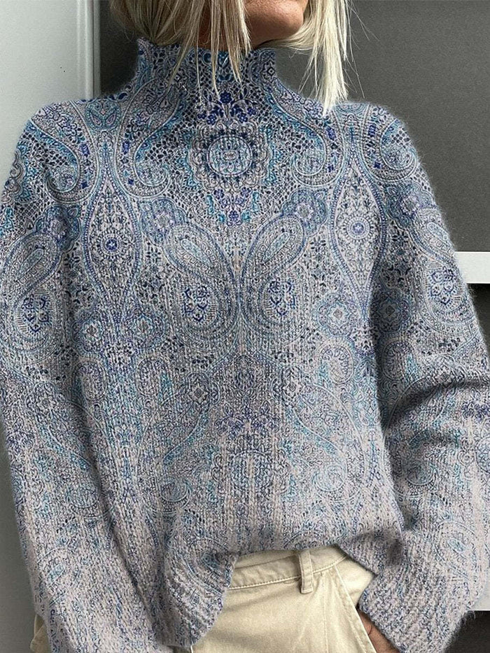 Zinnia colorful turtleneck sweater with a relaxed fit