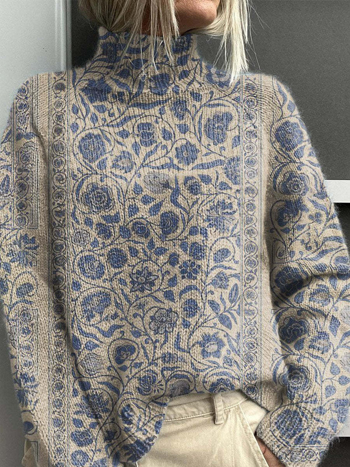 Zinnia colorful turtleneck sweater with a relaxed fit