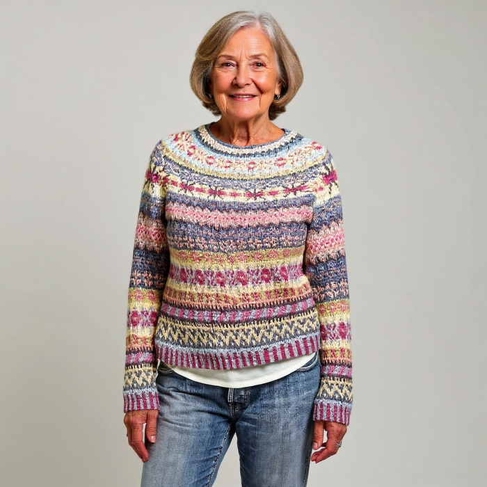 Zoey women's patterned Icelandic-style knit sweater in a cozy timeless design