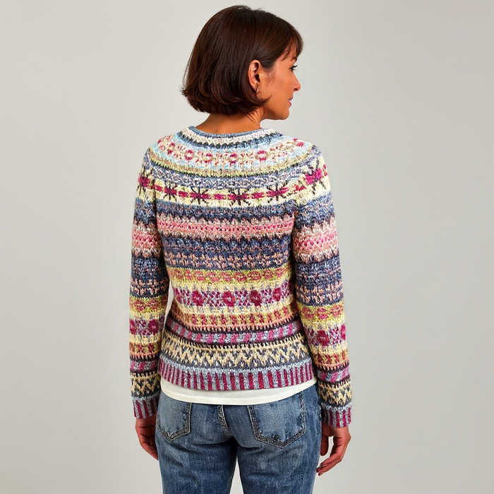 Zoey women's patterned Icelandic-style knit sweater in a cozy timeless design